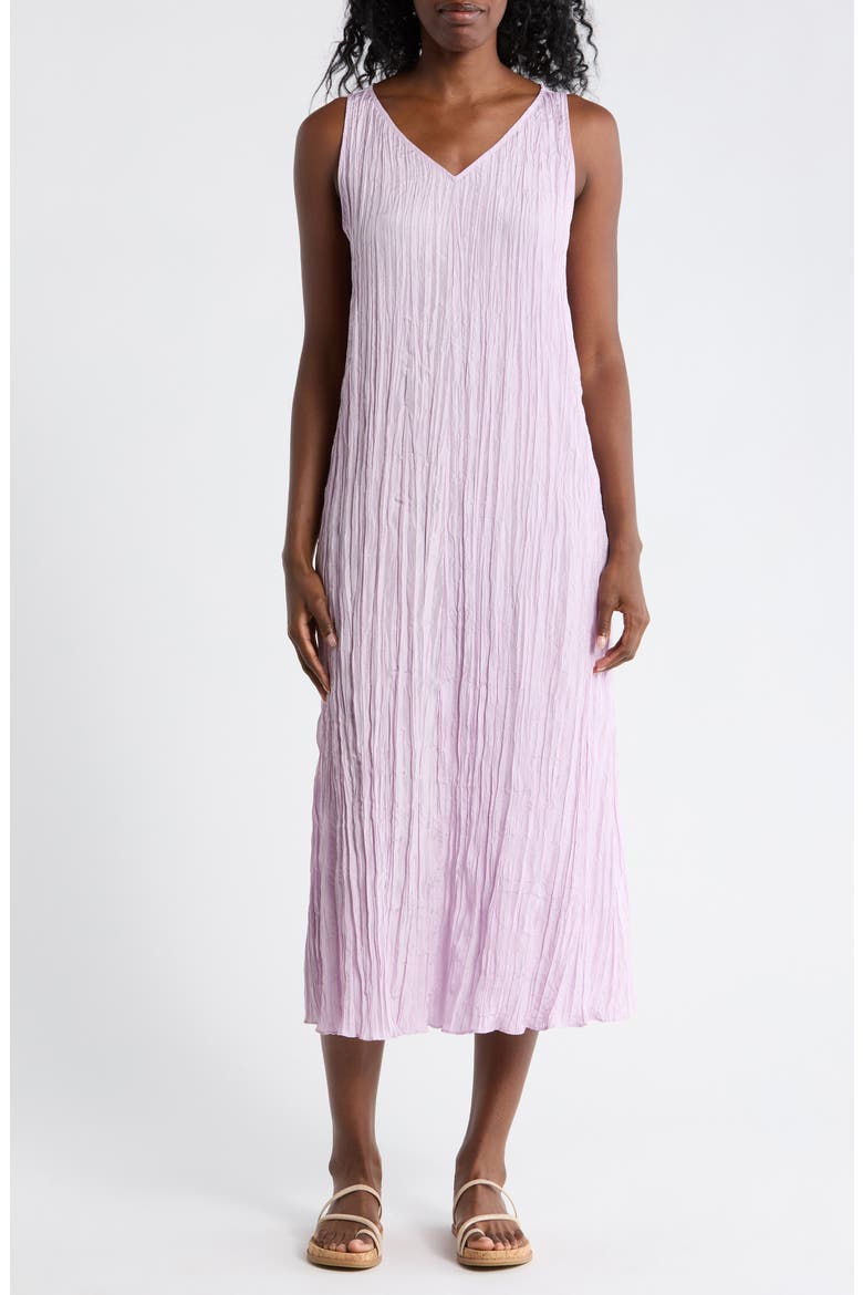 Pleated Silk Midi Dress, Main, color, WILD ORCHID