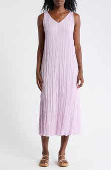 Eileen Fisher Pleated Silk Midi Dress