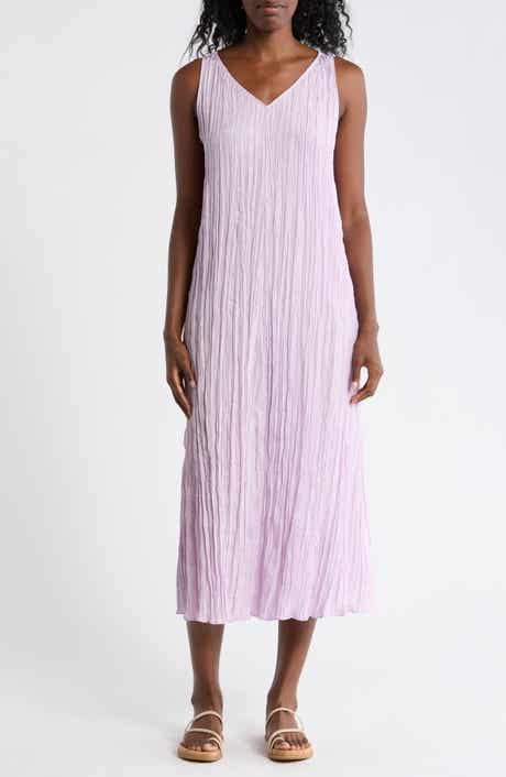 Eileen Fisher Pleated Silk Midi Dress