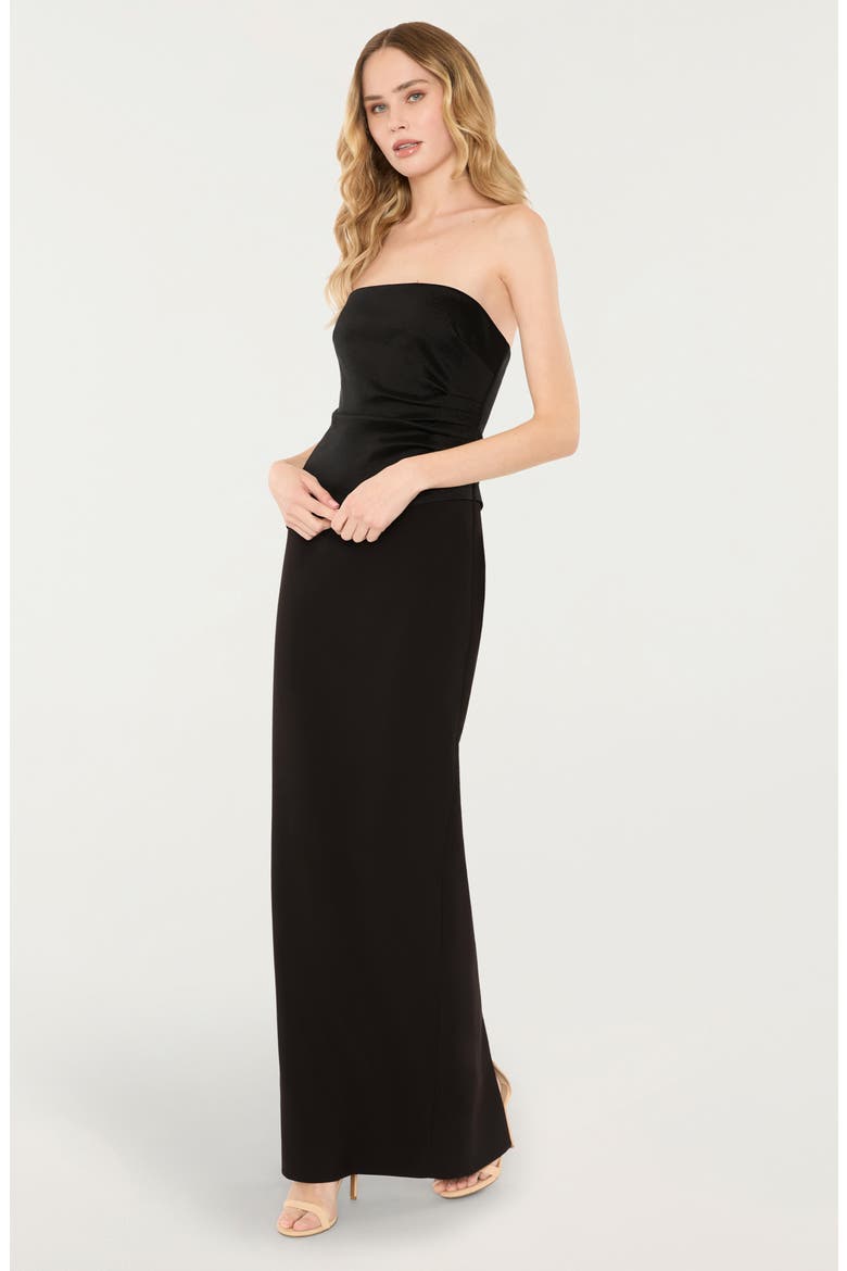Evie Strapless Column Gown, Alternate, color, BLACK