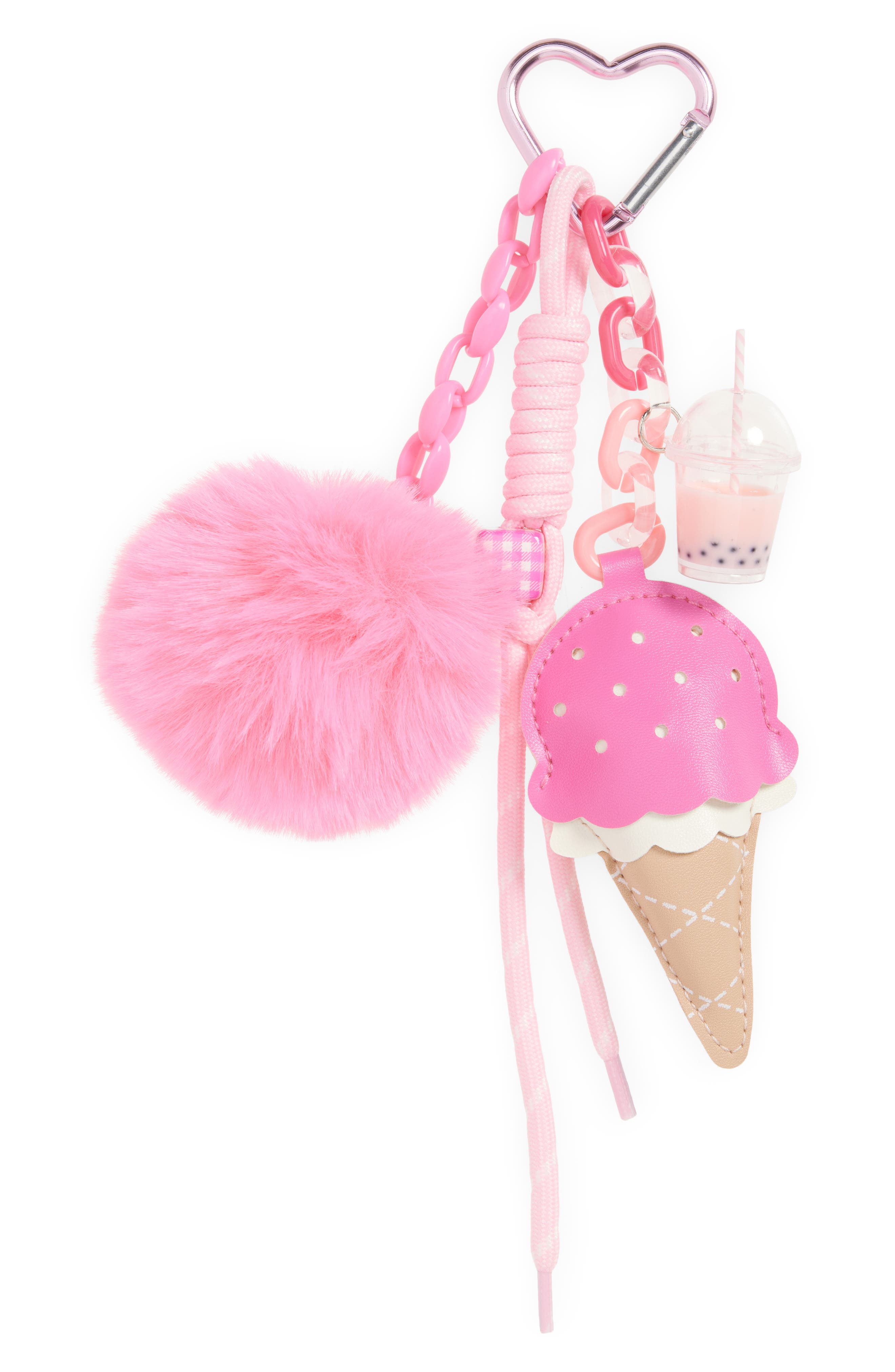 Cara Kids' Ice Cream & Pom Bag Charm, Main, color, Bubblegum Pink
