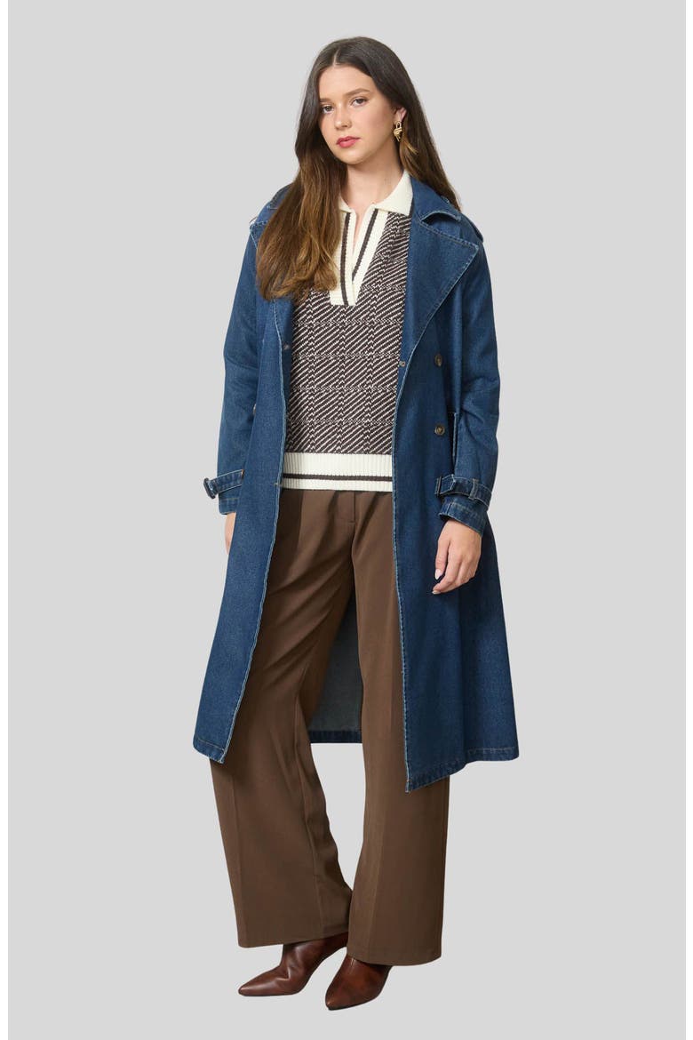 Double Breasted Denim Coat, Alternate, color, DENIM