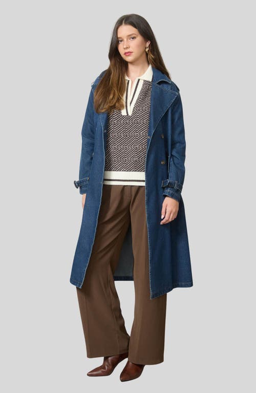 Blu Pepper Double Breasted Denim Coat In Blue