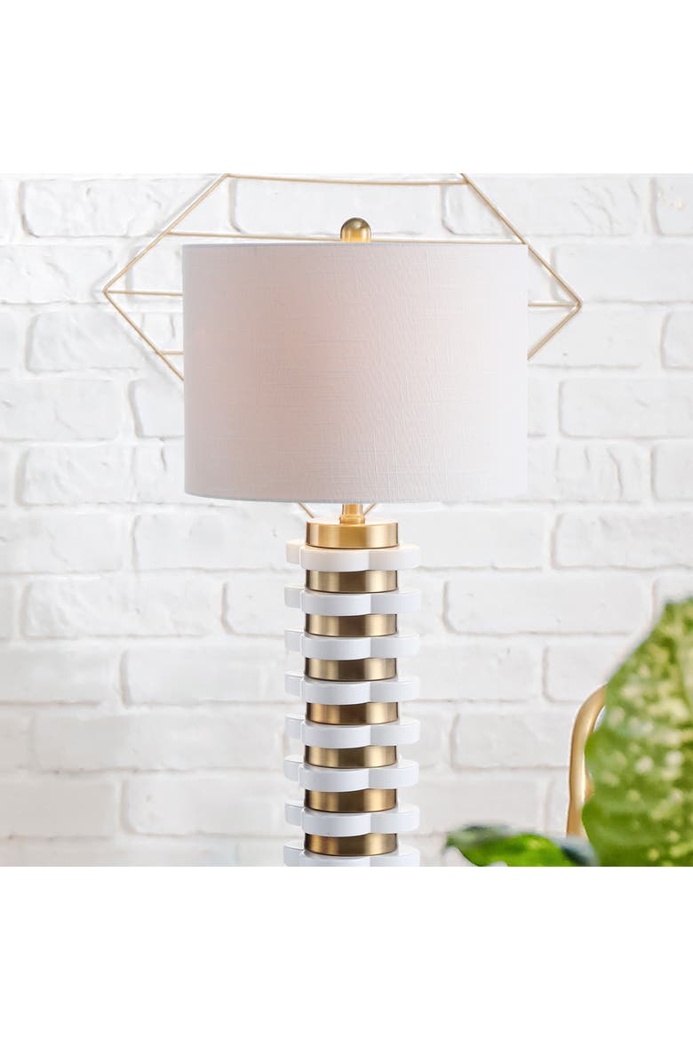 Wellington Quatrefoil Striped Resin LED Table Lamp, Main, color, Brass Gold