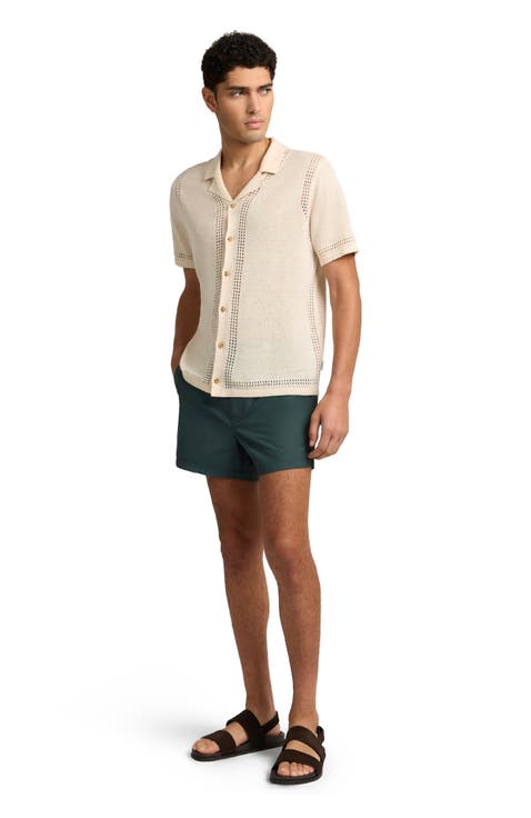 Linen Knit Eyelet Camp Shirt