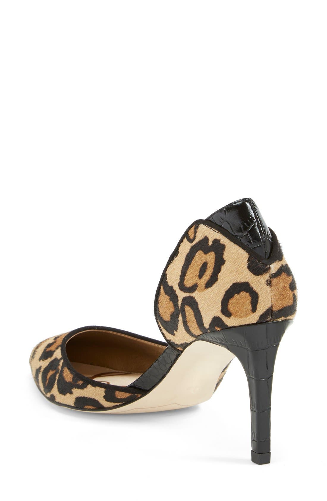 'Onyx' Half d'Orsay Pointy Toe Pump, Alternate, color, LEOPARD/ BLACK CALF HAIR