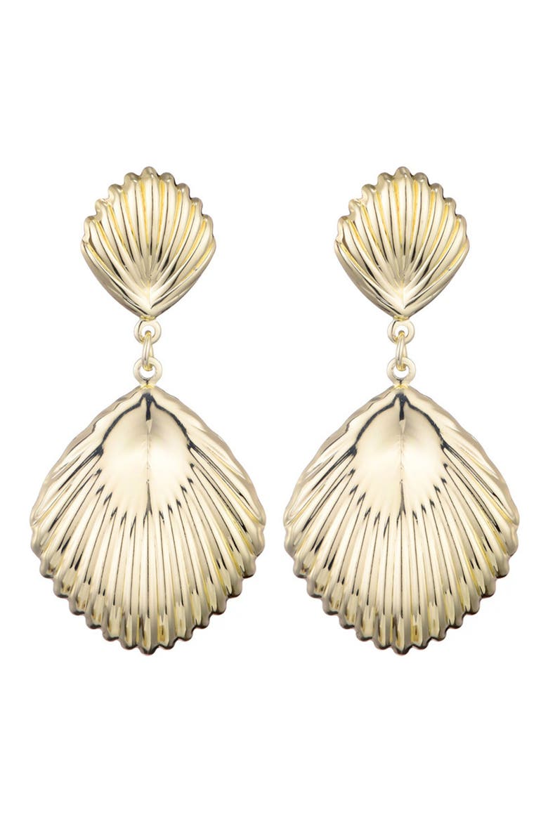 Shell Inspired Drop Earrings, Main, color, GOLD