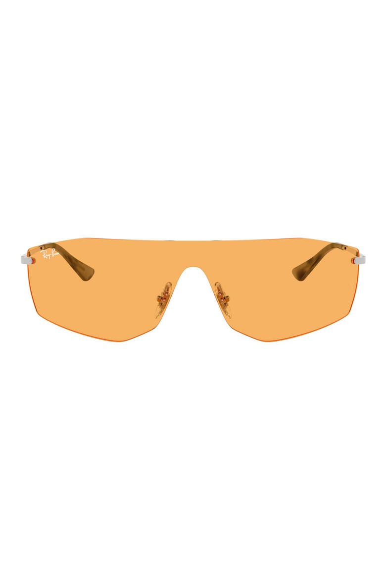Alix Bio-Based 141mm Rimless Shield Sunglasses, Main, color, SILVER / YELLOW