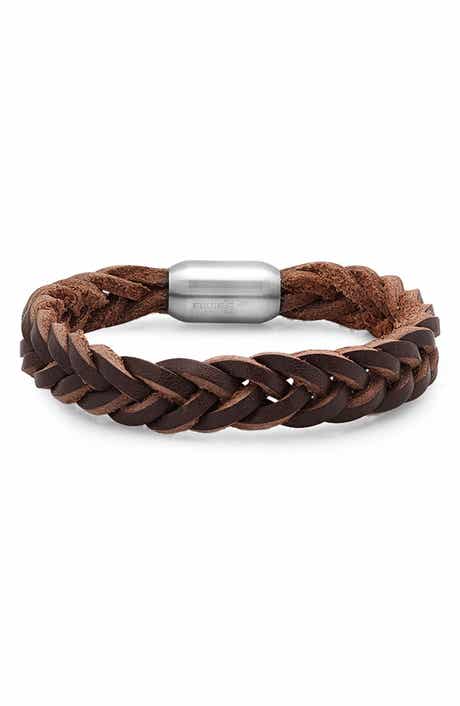 STEELTIME Men's Braided Leather Bracelet