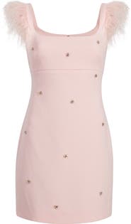LIKELY Cameron Feather Trim Crystal Embellished Minidress