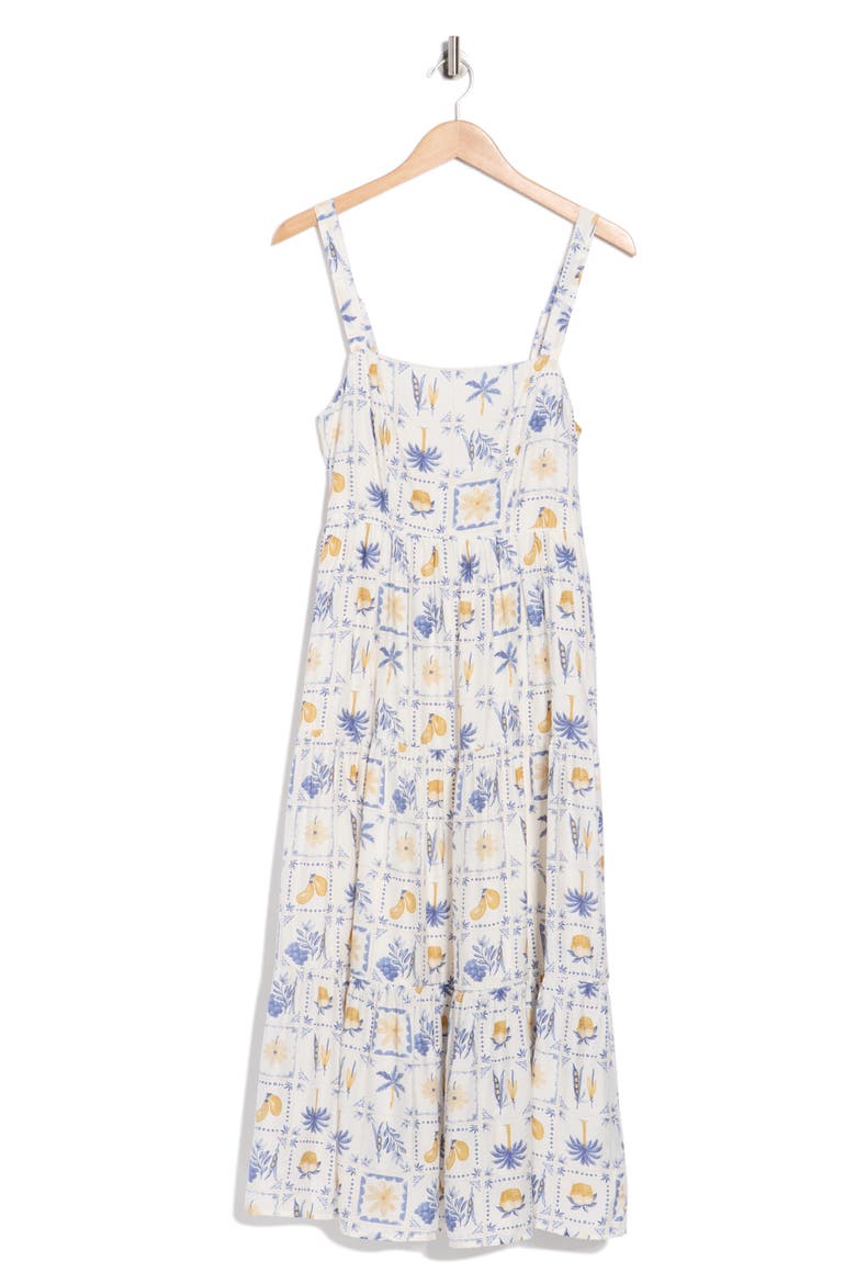 Veggie Print Midi Dress, Alternate, color, BLUE MULTI