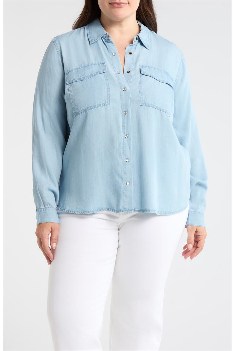 Chambray Snap-Up Shirt, Main, color, MALIBU LIGHT