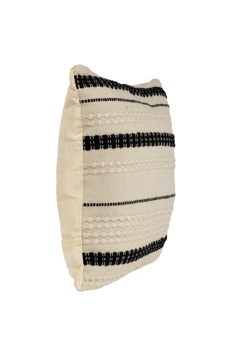 Northlight 20" White and Black Handloom Woven Outdoor Square Throw Pillow, Alternate, color, White