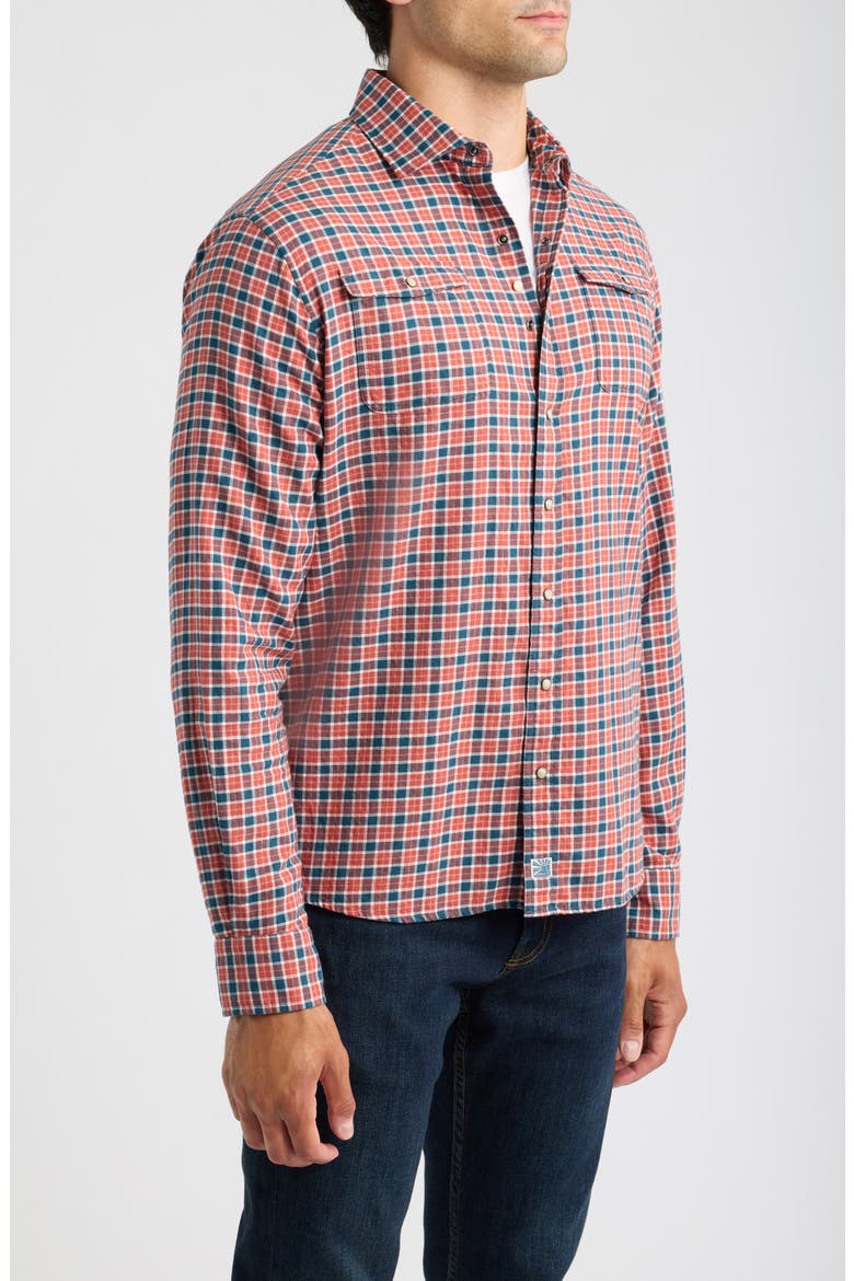Snap Check Long Sleeve Button Up Shirt, Alternate, color, MALIBU RED