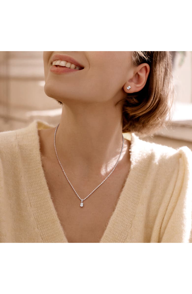 DELMAR Oval Cut Cubic Zirconia Earrings & Necklace Set, Alternate, color, White