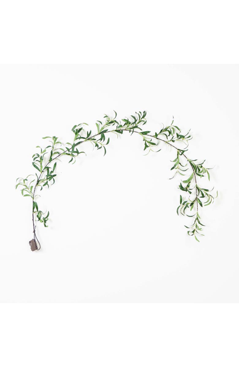 NEARLY NATURAL 6.5-ft Lighted Artificial Olive Garland with 100 Warm White LED Lights, Main, color, Green