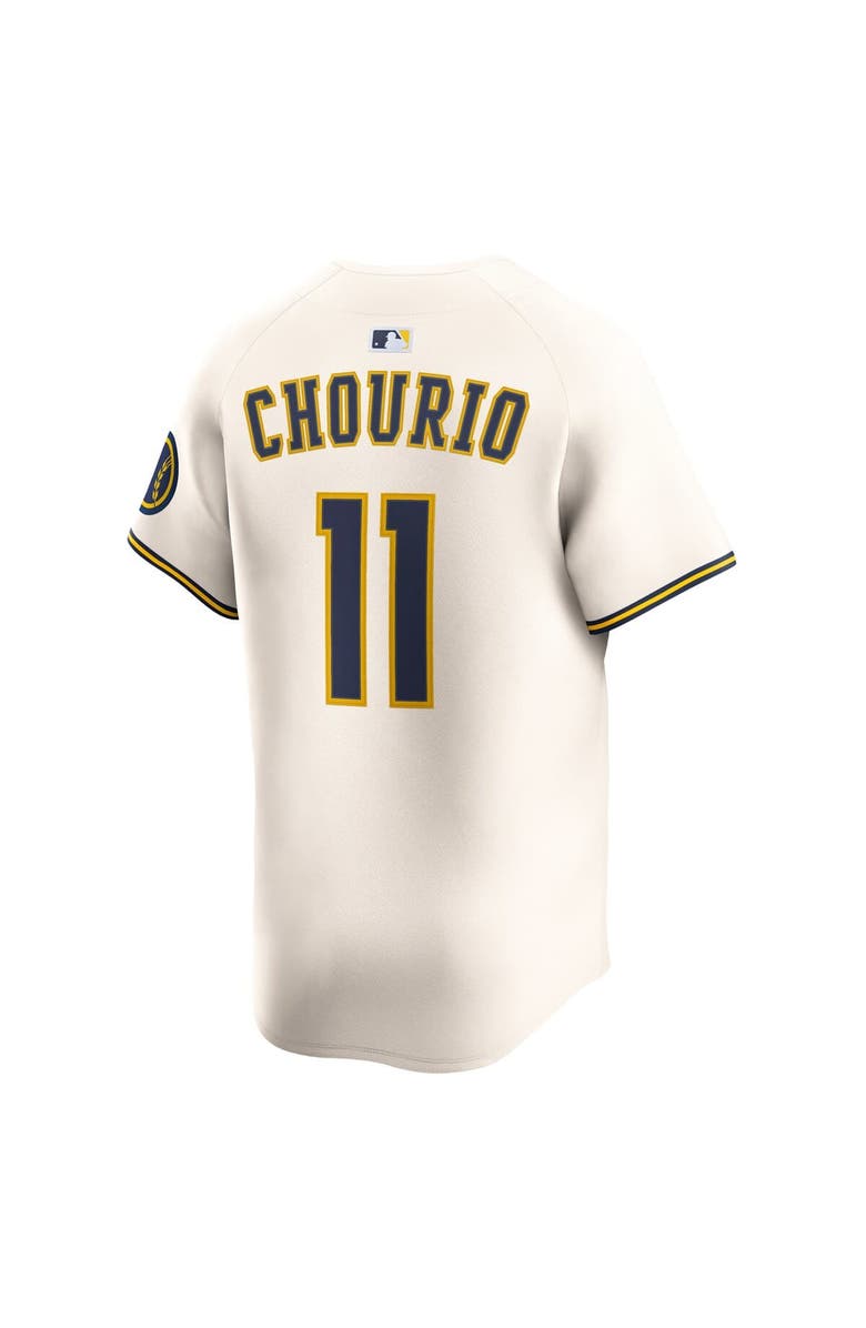 Nike Men's Nike Jackson Chourio Cream Milwaukee Brewers Home Limited Jersey, Alternate, color, Cream