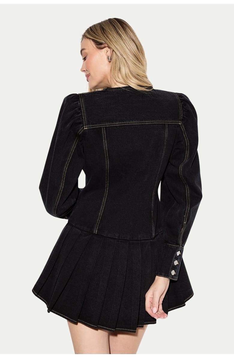 MissPap Premium Denim Balloon Sleeve Dress, Alternate, color, Washed Black