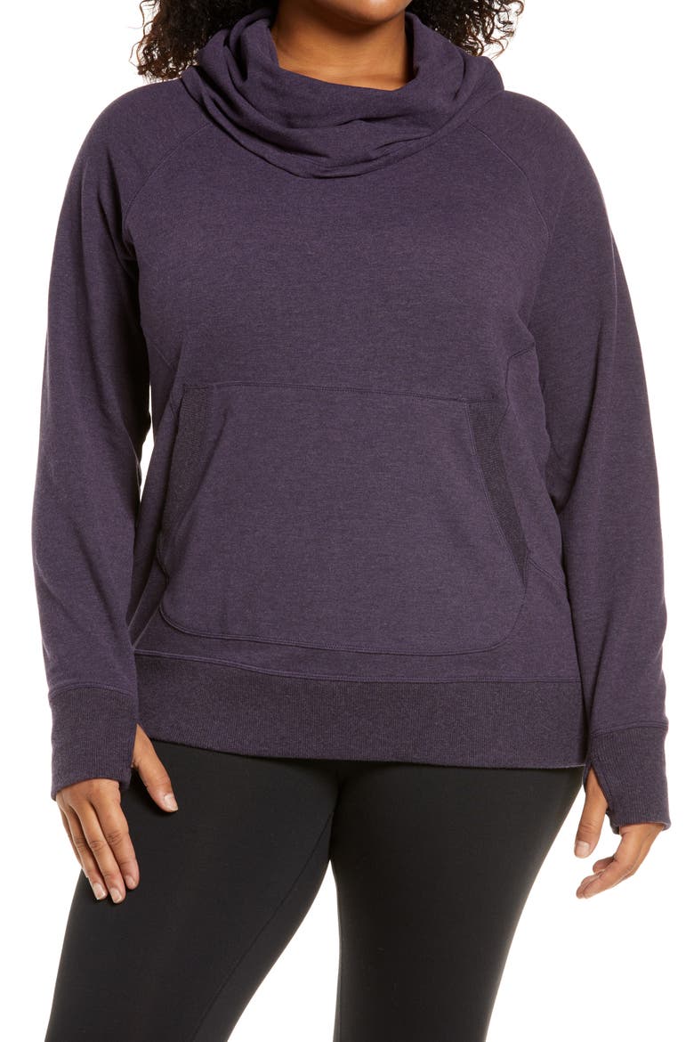 Cozy Cowl Neck Pullover, Main, color, DARKEST PURPLE HEATHER