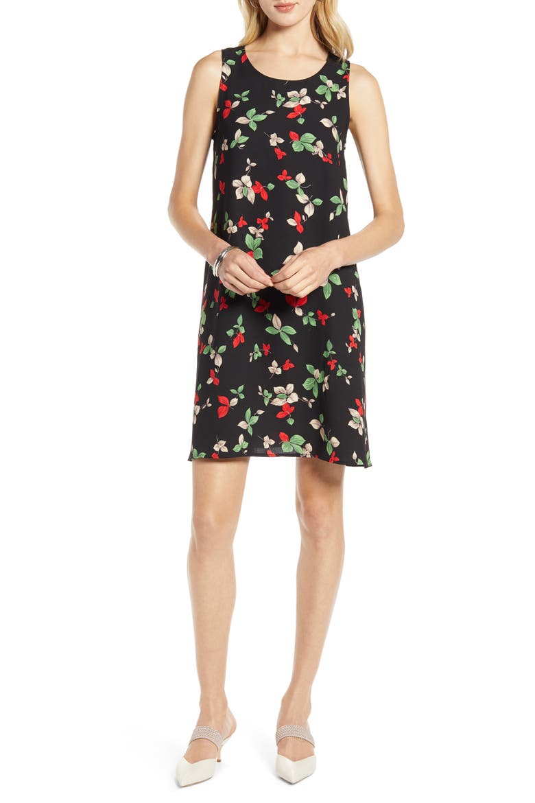 A-Line Dress, Main, color, BLACK SIMPLE FLORAL