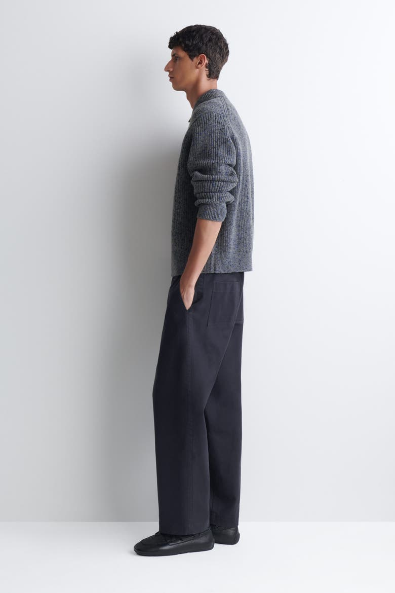Donegal-effect Wool-cotton Polo Sweater, Alternate, color, GRAY / COBALT