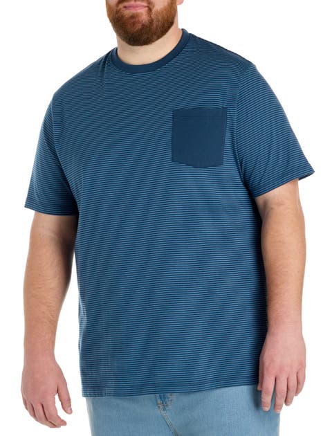 Big & Tall Moisture-Wicking Microstripe Pocket T-Shirt