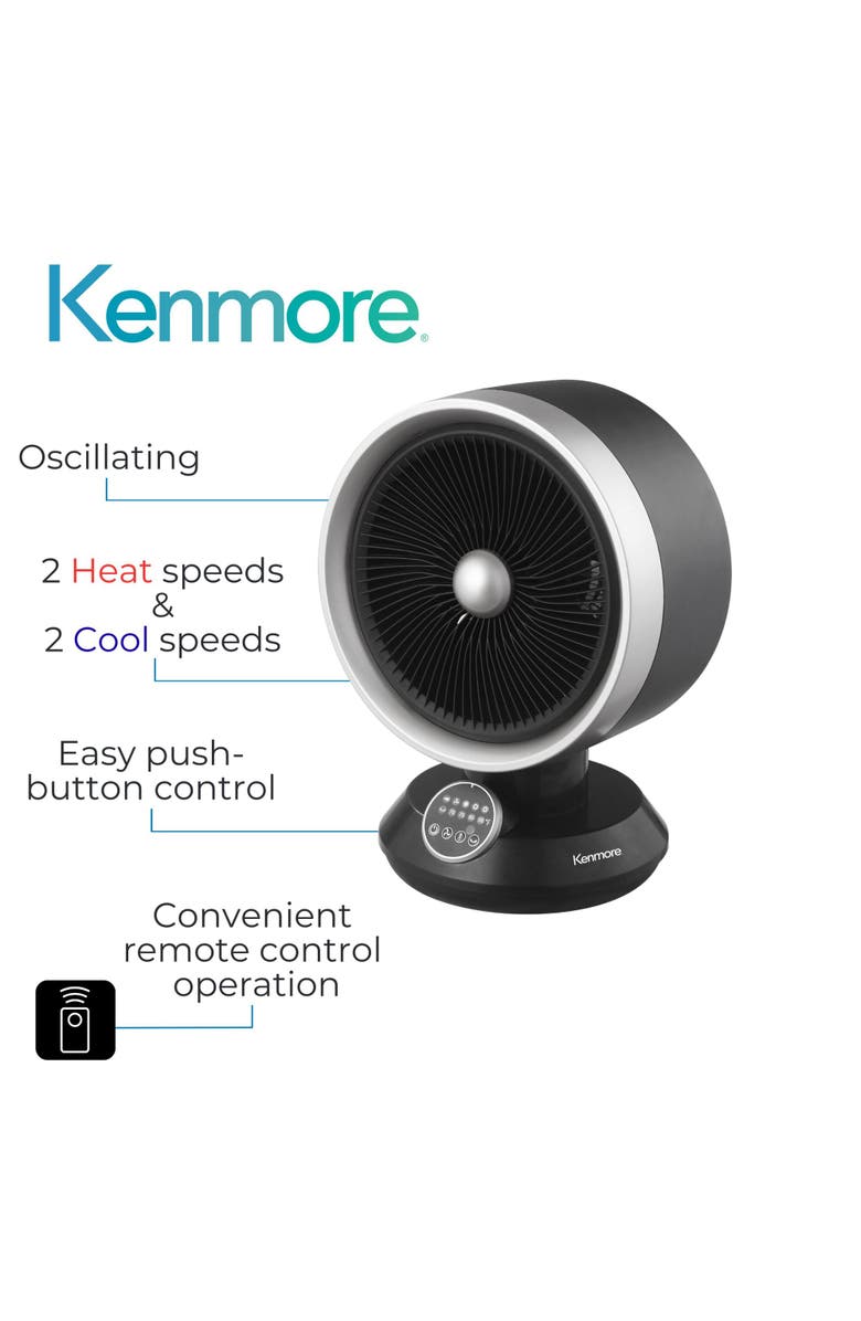Kenmore 2 In 1 Black Desk Fan and Heater Combo, Alternate, color, Black