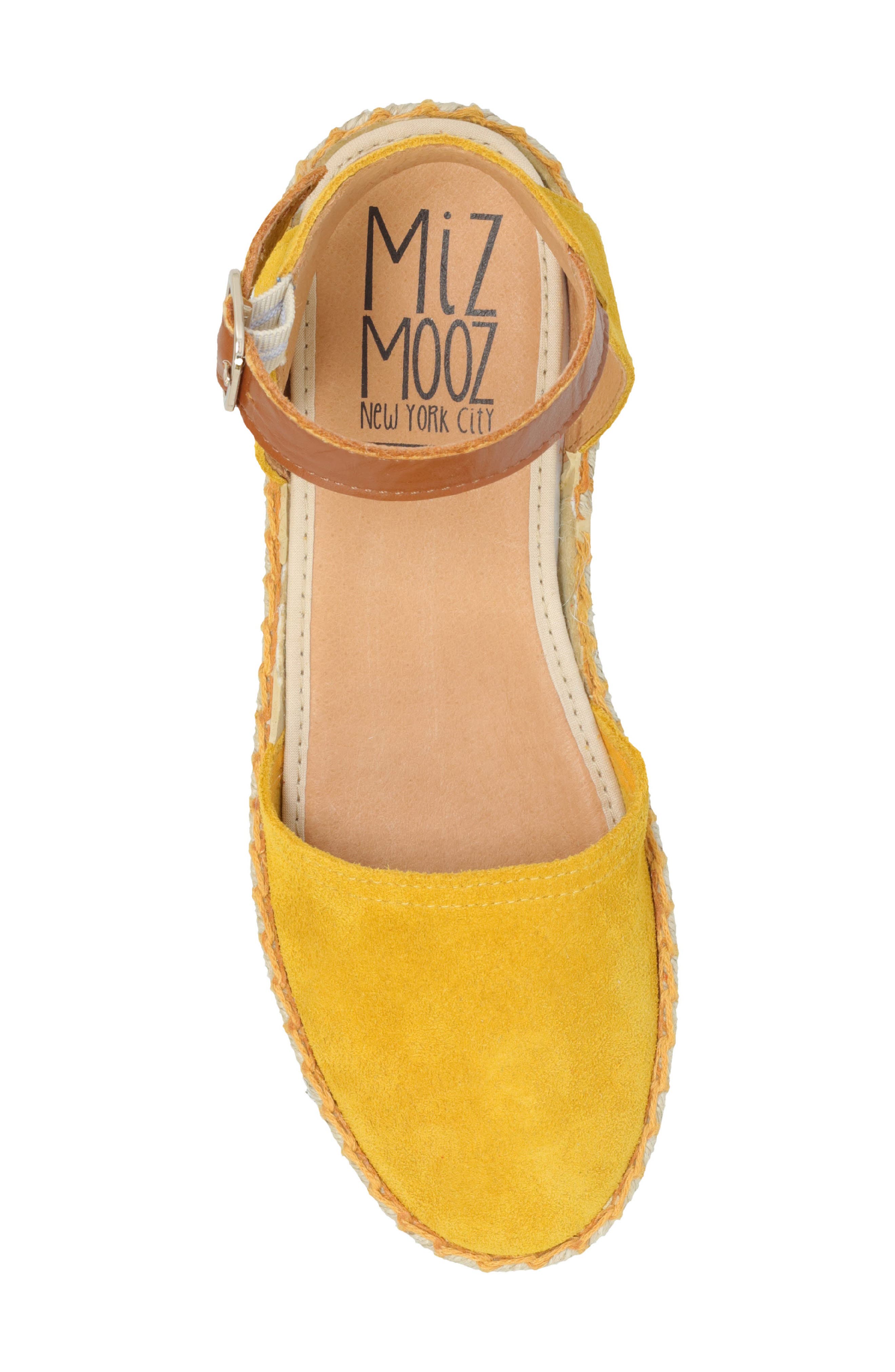 Cleo Ankle Strap Espadrille Flat, Alternate, color, OCHRE SUEDE