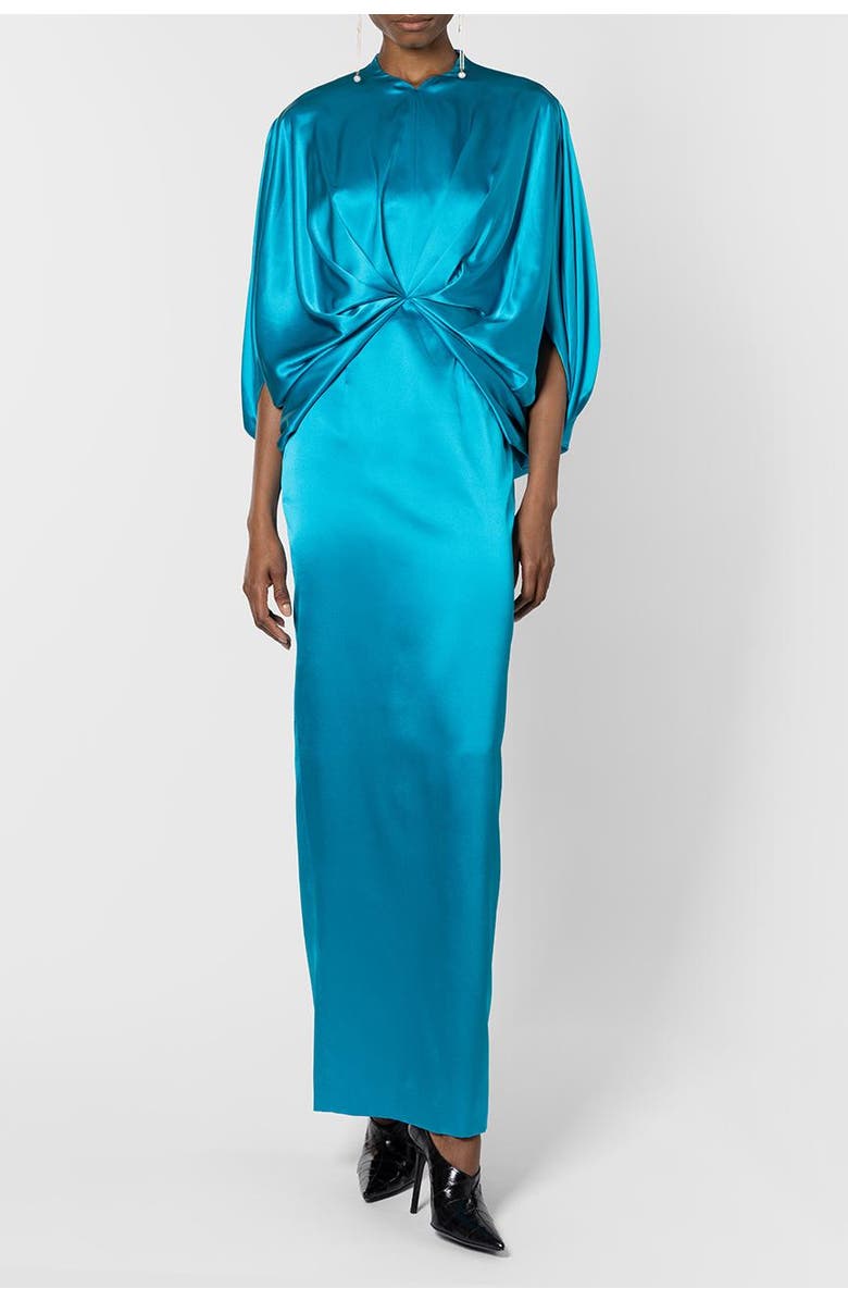 Roksanda Rani Knot-Front Draped Maxi Dress, Alternate, color, Azure
