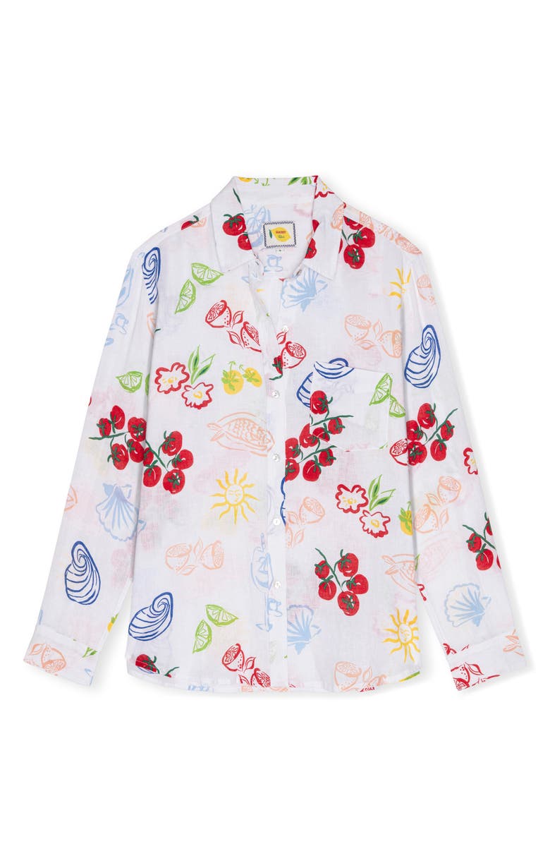 Rails Charli Antipasti Print Linen Blend Button-Up Shirt, Alternate, color, White Antipasti