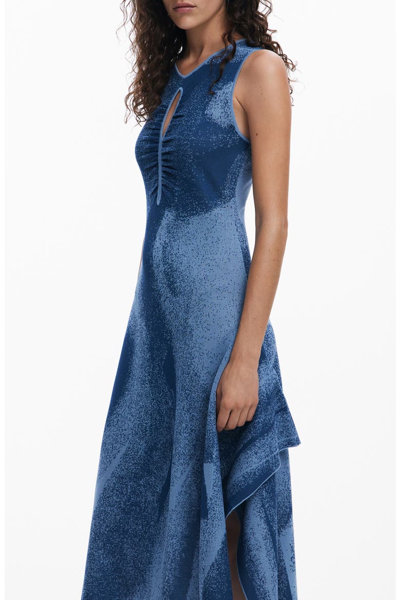 Asymmetric Knit Dress, Alternate, color, BLUE