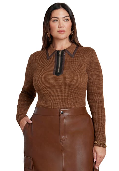 Polo Sweater With Leather Trim