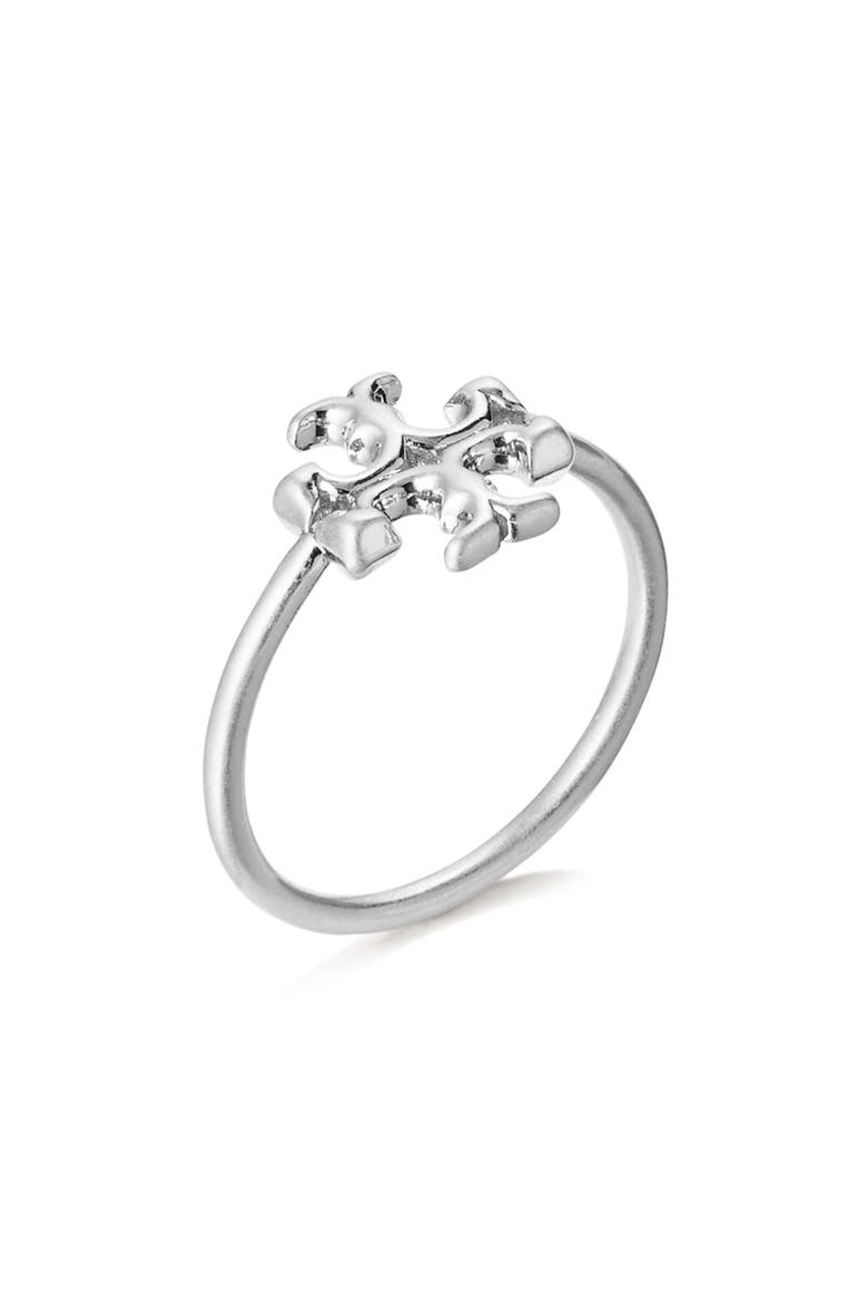 Kira Logo Ring, Main, color, TORY SILVER