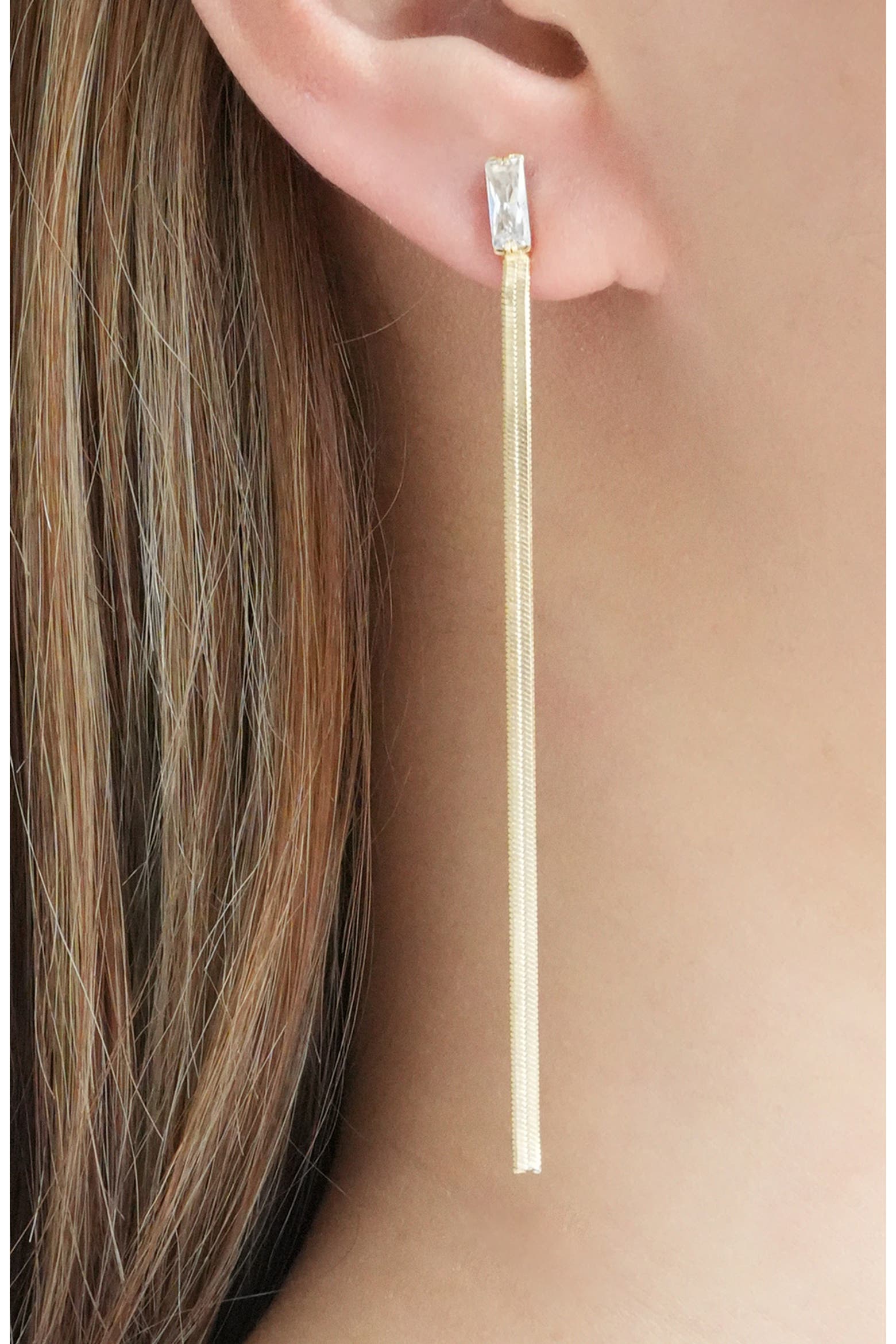 Snake Curtains ARGENTO VIVO Cubic Zirconia Snake Chain Linear Earrings (Women ...