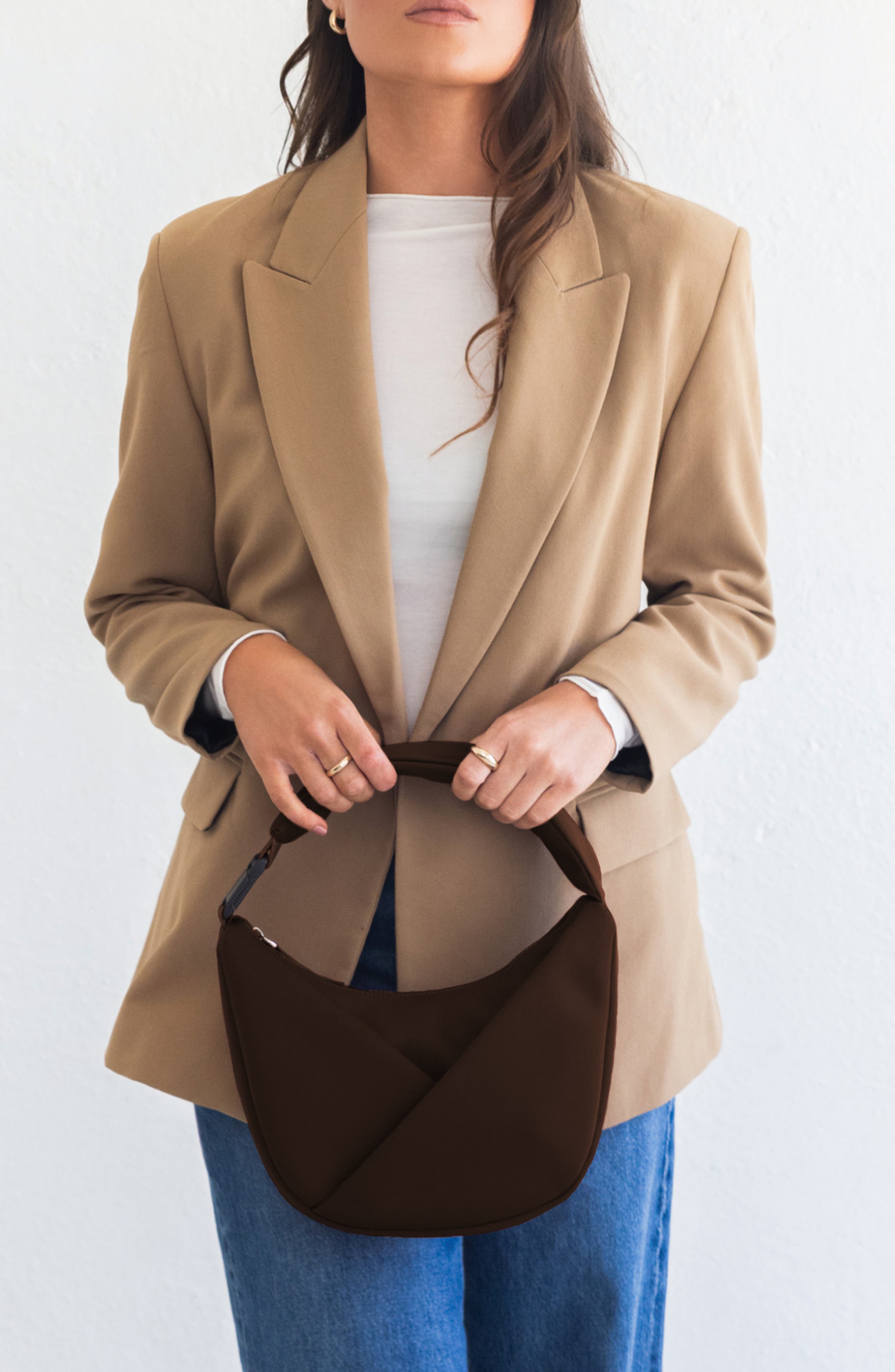 Origami Crescent Handbag Crossbody Bag For Women, Alternate, color, Espresso