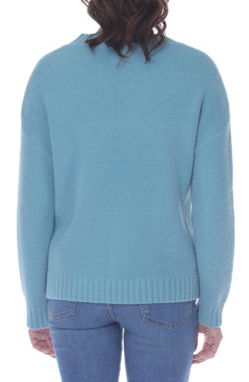 Rain And Rose Plush Crew Neck Pullover Sweater In Blue