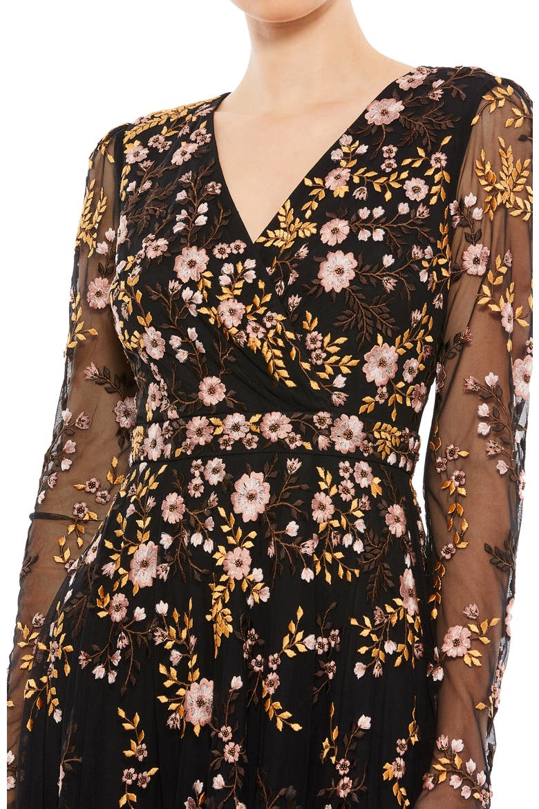 Women's Floral Embroidered A-Line Cocktail Dress, Alternate, color, Black Multi