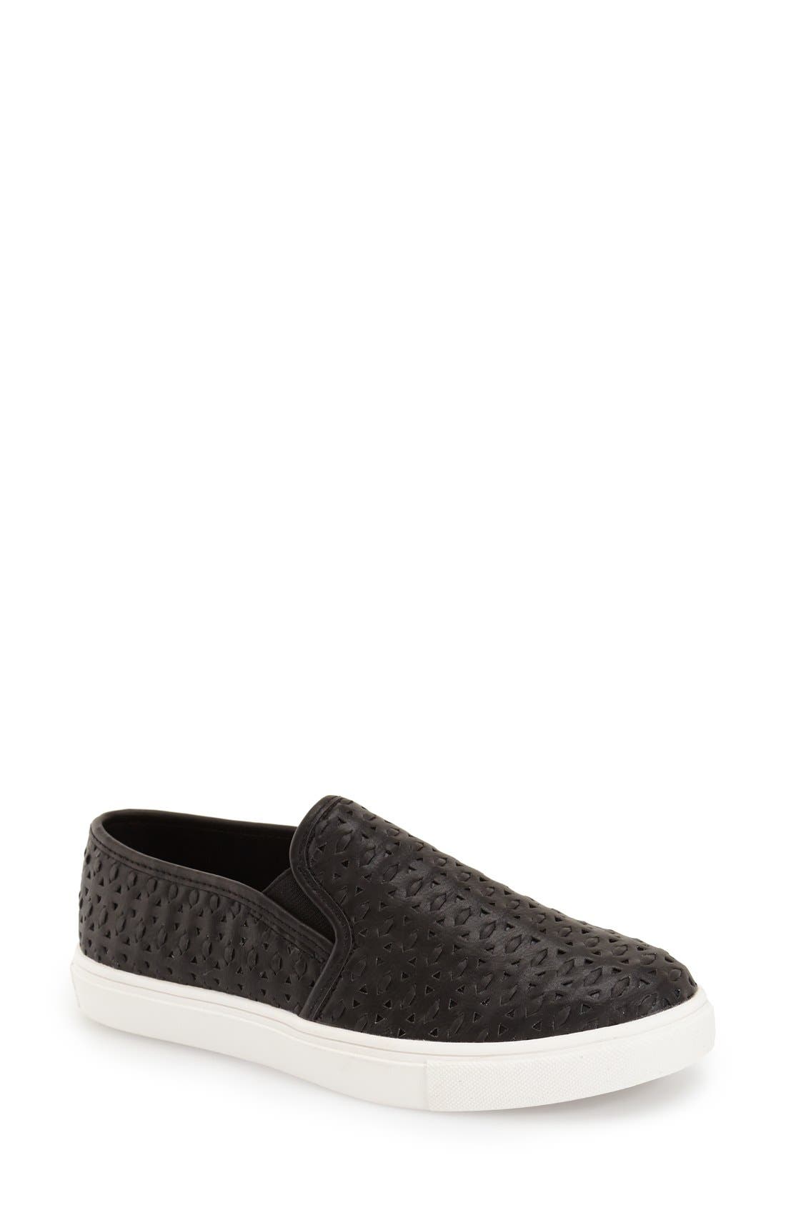 'Excel' Slip-On Sneaker, Main, color, BLACK FAUX LEATHER