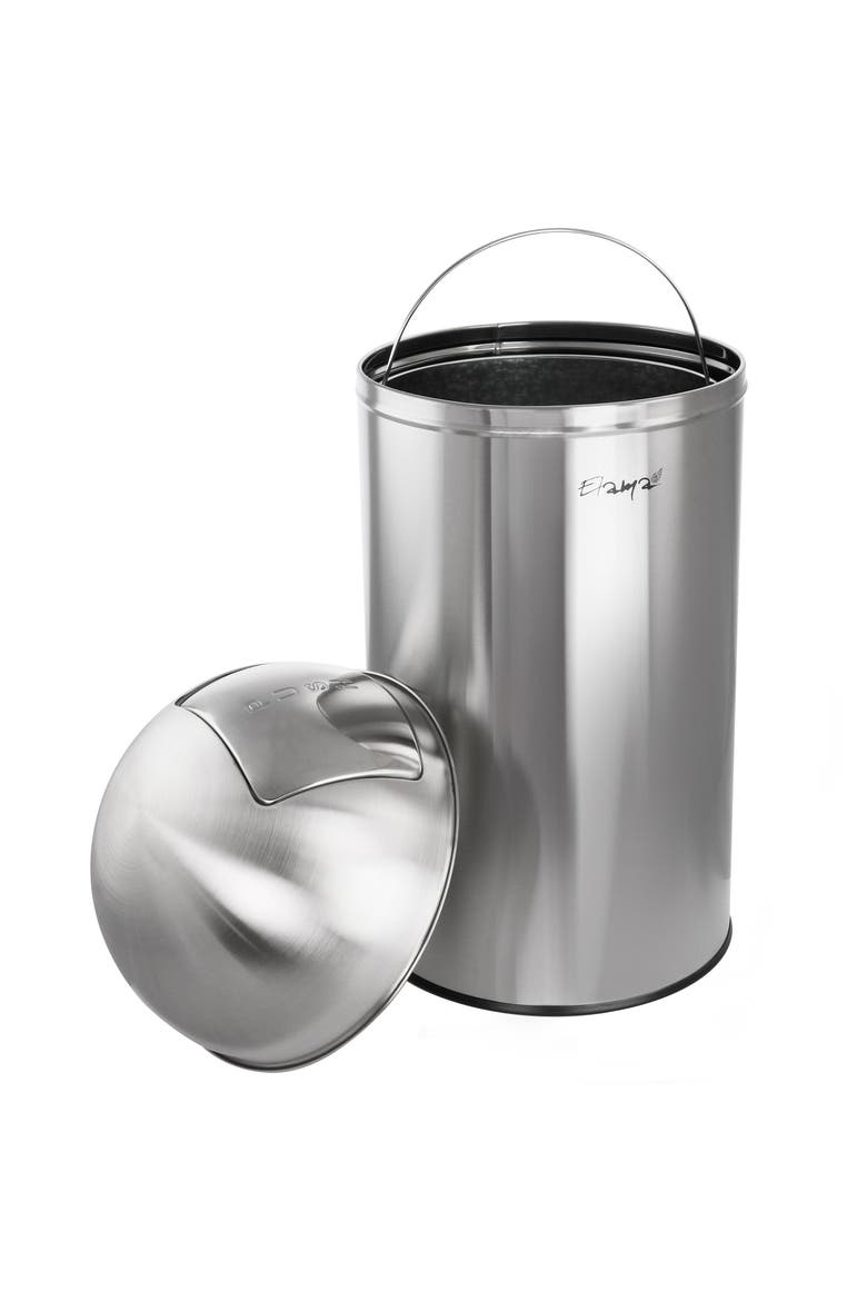 13 Gallon Push Lid Stainless Steel Trash Bin, Alternate, color, Silver