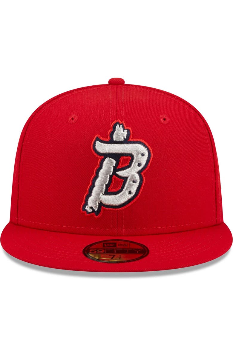 New Era Men's New Era Red Binghamton Rumble Ponies Authentic Collection 59FIFTY Fitted Hat, Alternate, color, Red