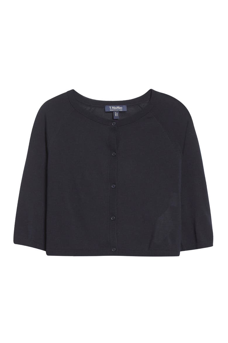 Virgin Wool Crop Cardigan, Alternate, color, NAVY