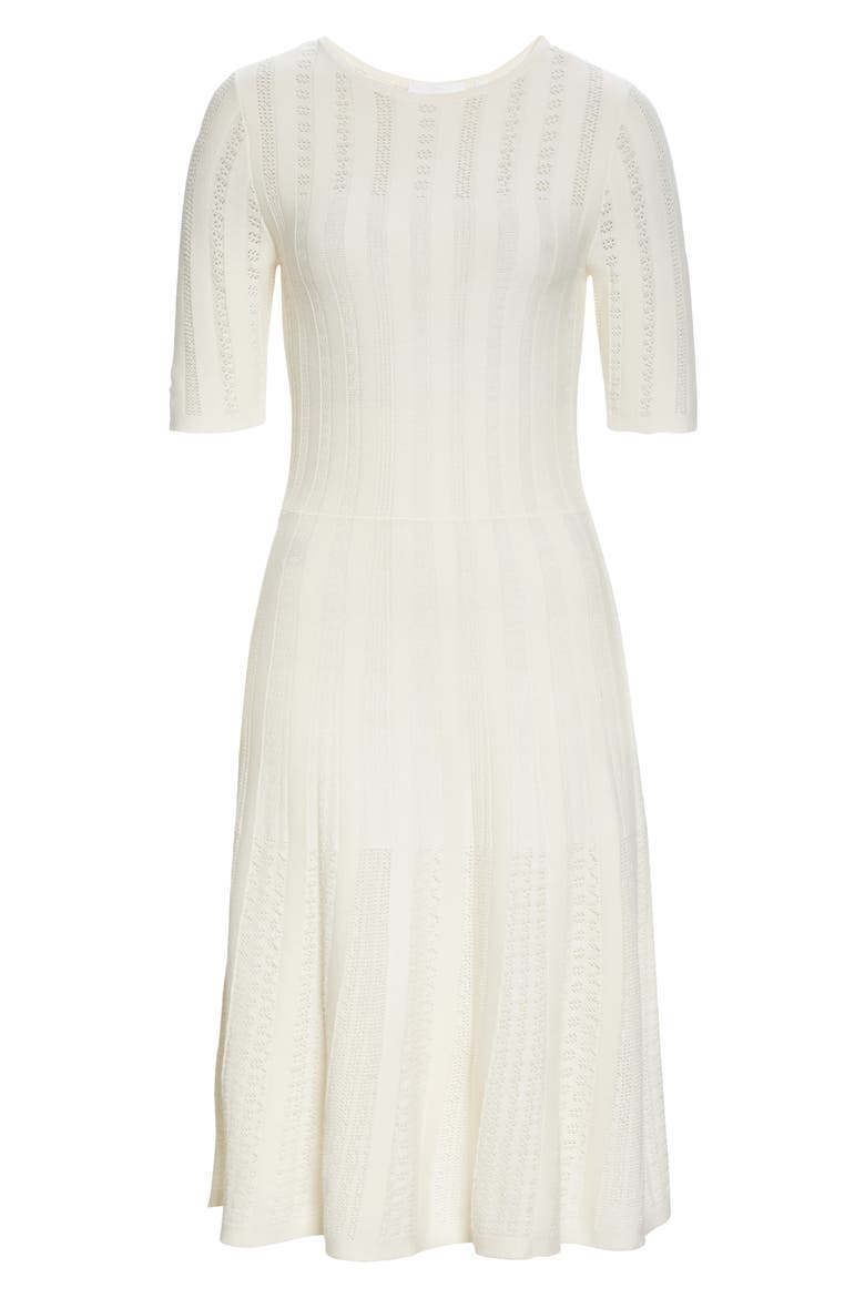 C Feli Pointelle Fit & Flare Sweater Dress, Alternate, color, SOFT CREAM