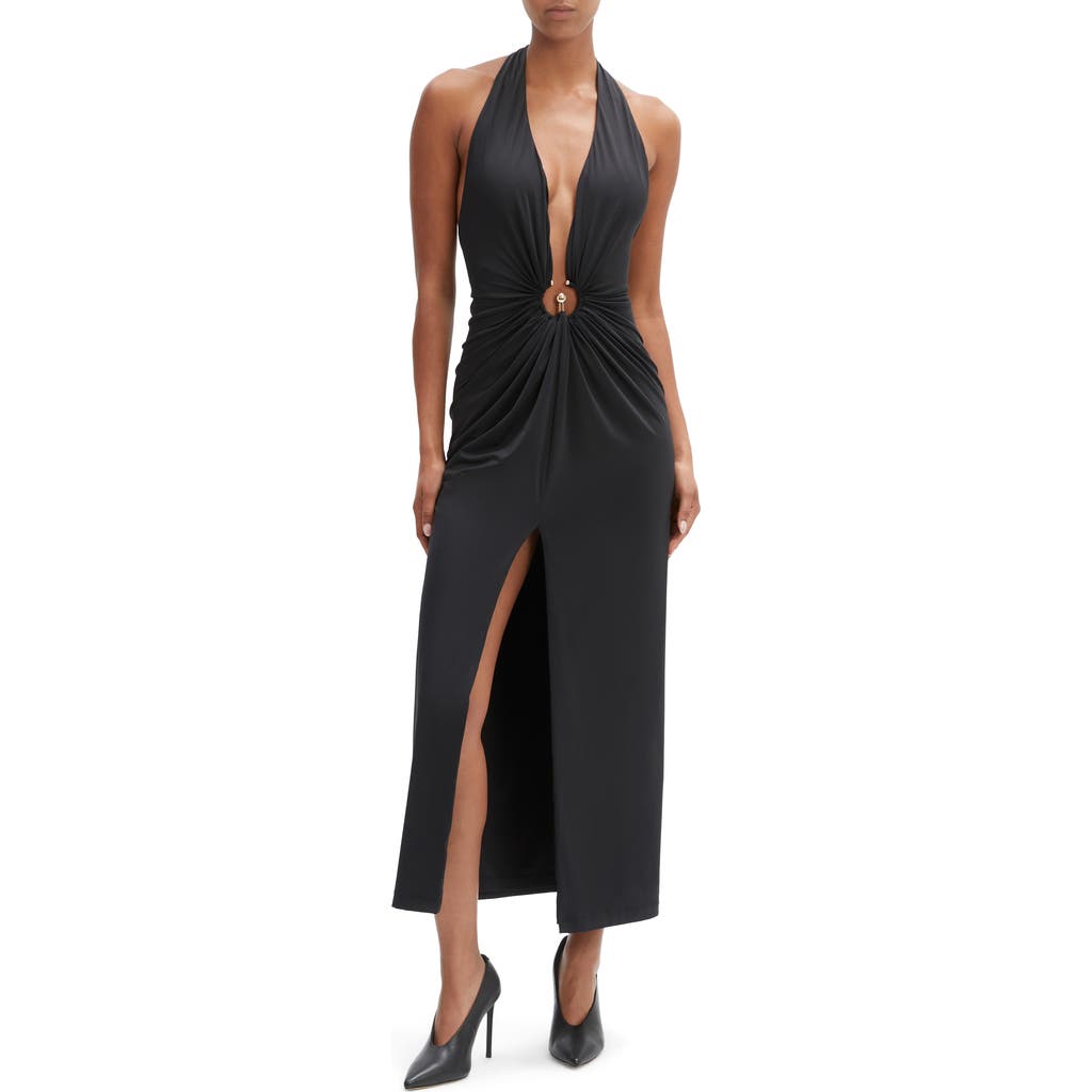 Bardot Alma Plunging Midi Dress In Black
