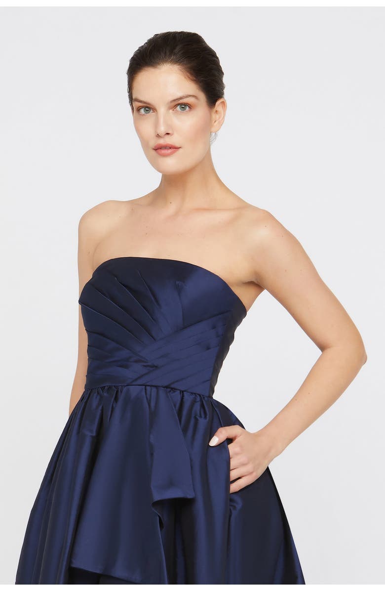 Theia Esmerina Taffeta Asymmetric Neck Gown, Alternate, color, Navy