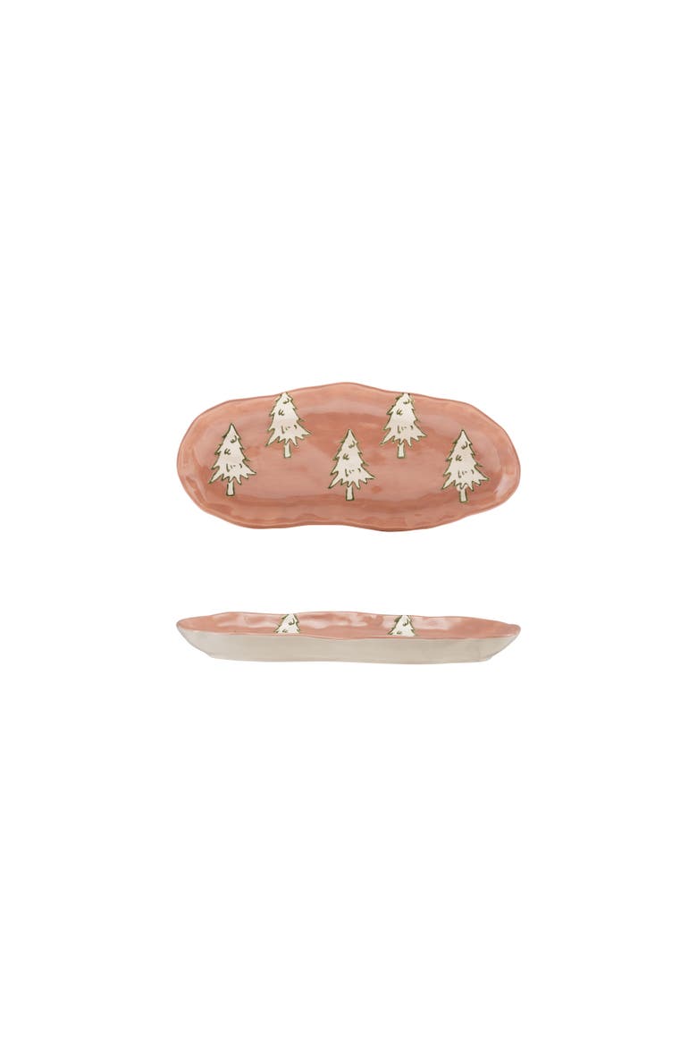 Wax Relief Stoneware Platter in Canopy, Main, color, Pink and White