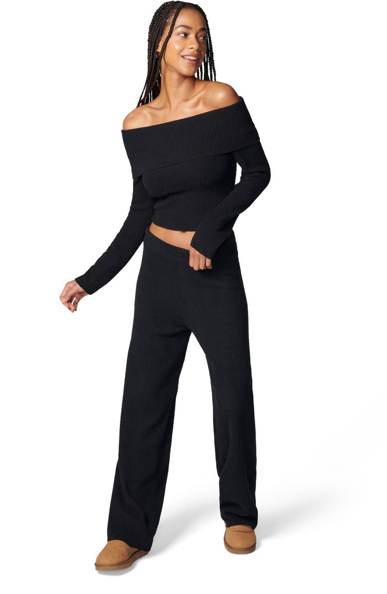 Florence by Mills Lounge Wide Leg Sweater Pant, Alternate, color, Black