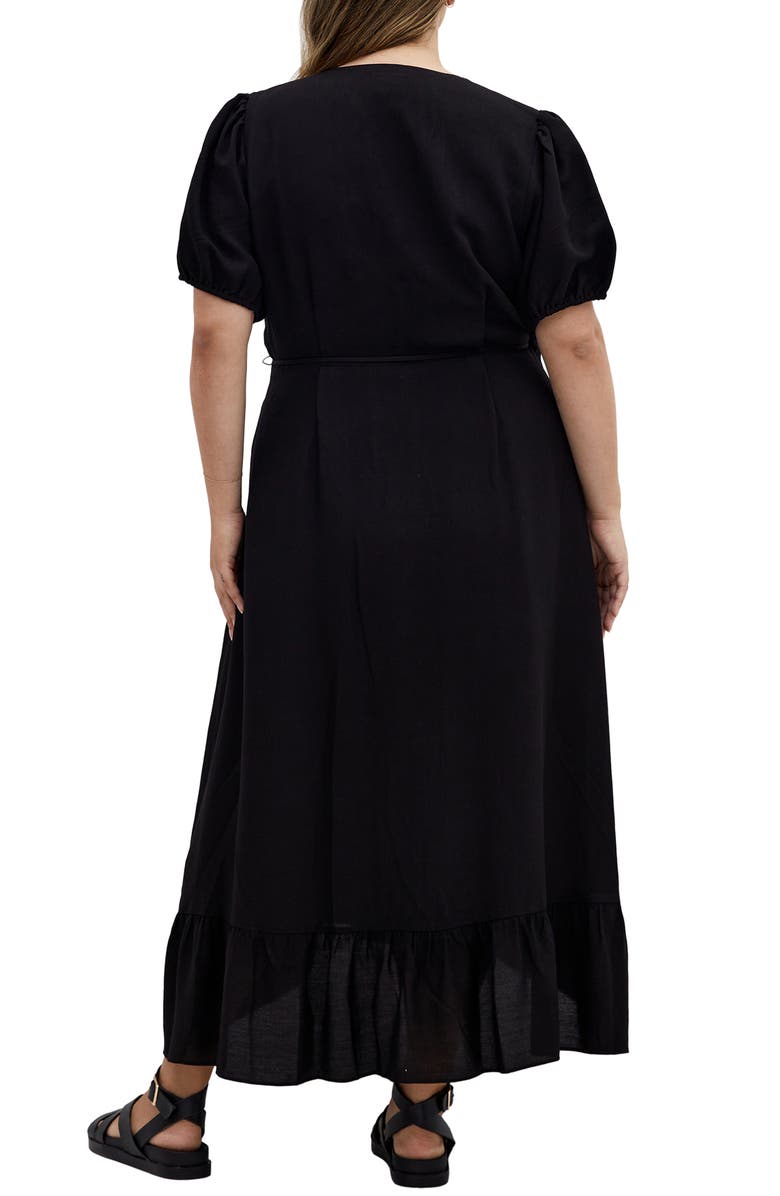 City Chic Sarina Maxi Wrap Dress, Alternate, color, Black