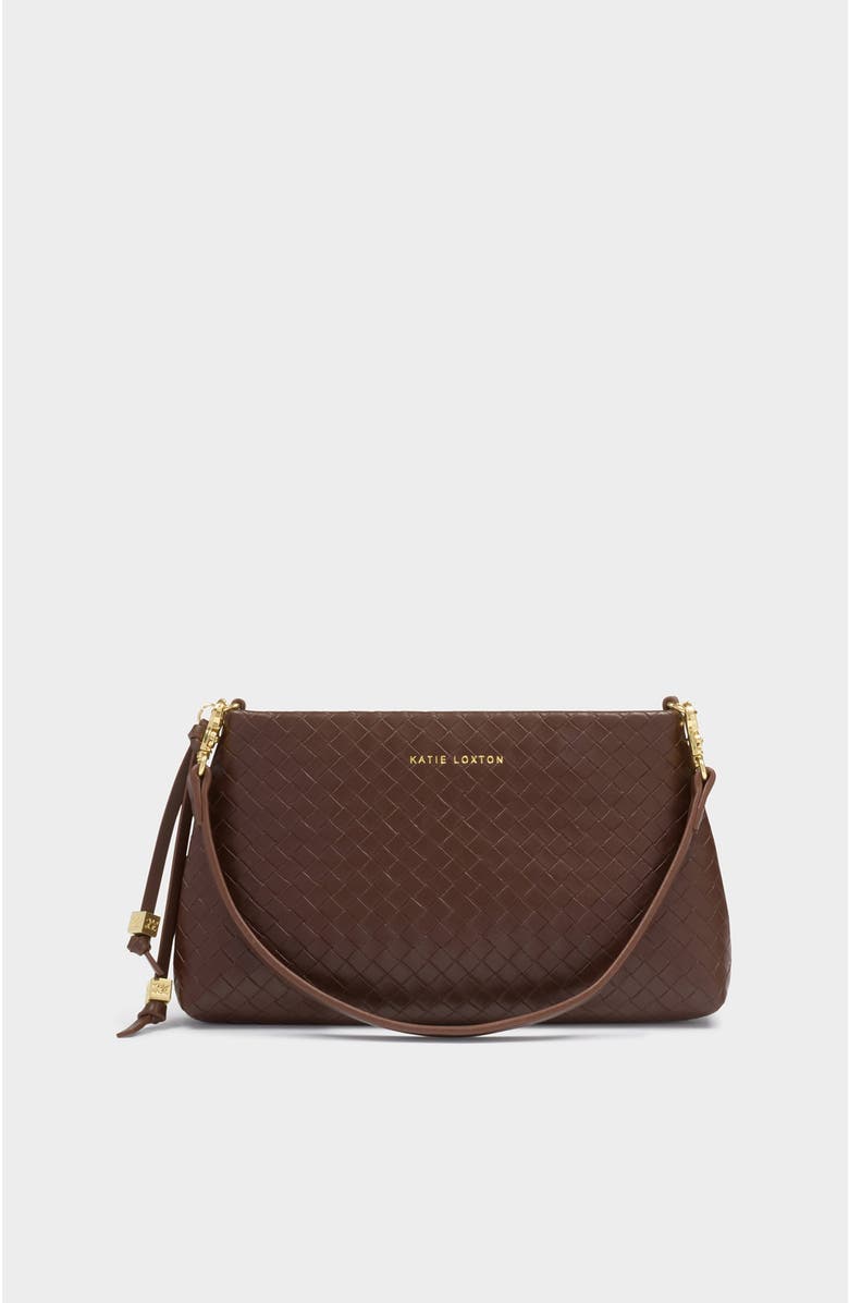 Katie Loxton Nova Small Shoulder Bag, Alternate, color, Dark Chocolate Woven