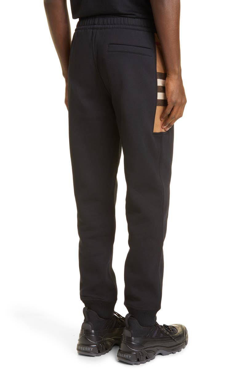 Burberry Check Panel Cotton Blend Joggers, Alternate, color, 