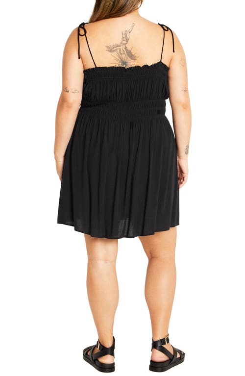 City Chic Lyla Tie Strap Fit & Flare Sundress In Black